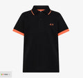 Sun68 BOY'S POLO SMALL STRIPE FLUO S/S Black