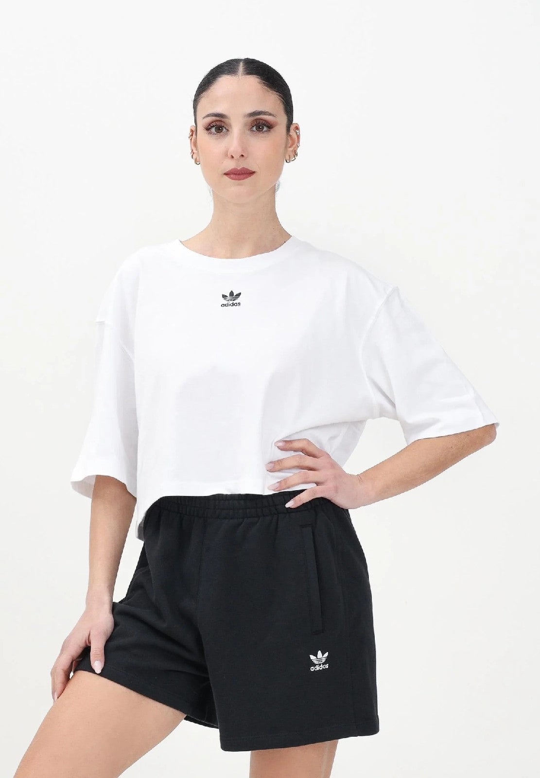 Adidas T SHIRT CROP TREFOIL White