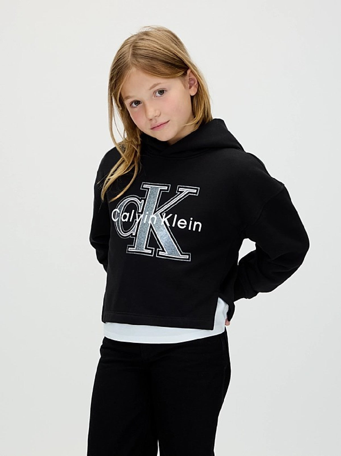 CALVINKLEIN FELPA GIRO PURO COTONE Black