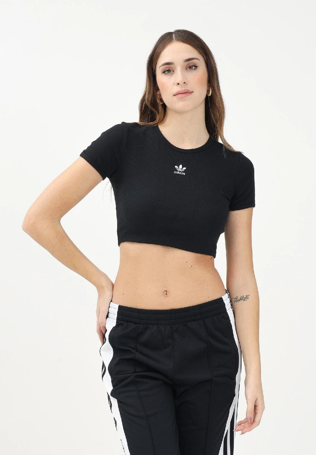 Adidas T SHIRT COTONE CROPPED Black