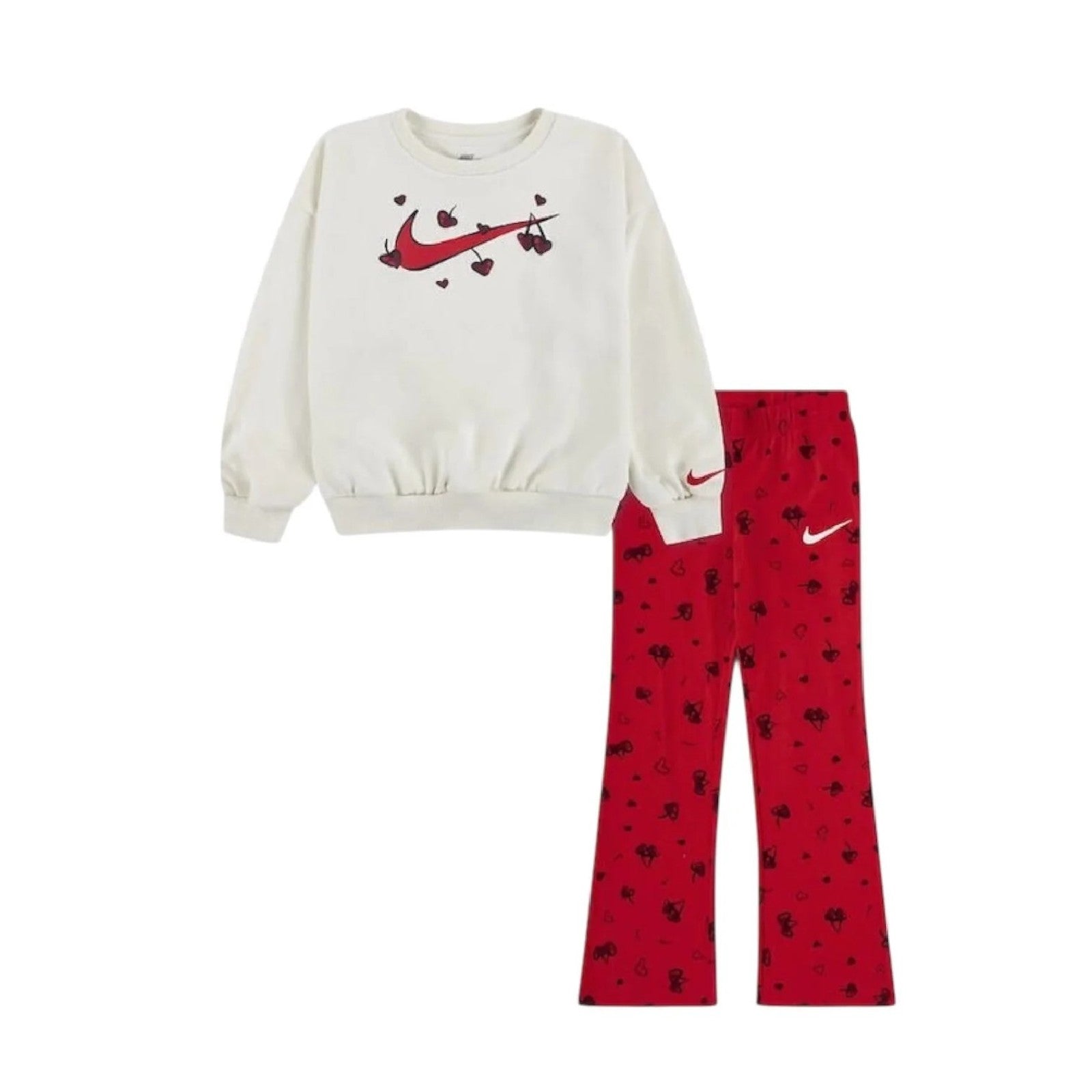 Nike COMPLETO BIMBA BESG CON LEGGINGS ROSSO PANNA