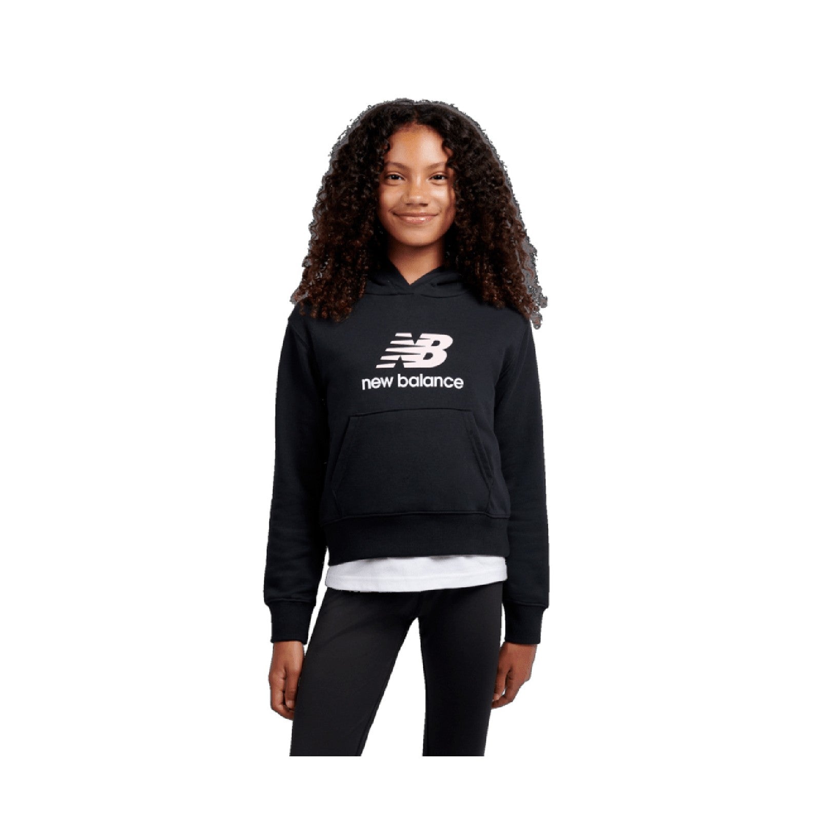 NEWBALANCE FELPA CAPPUCCIO GARZATA Black