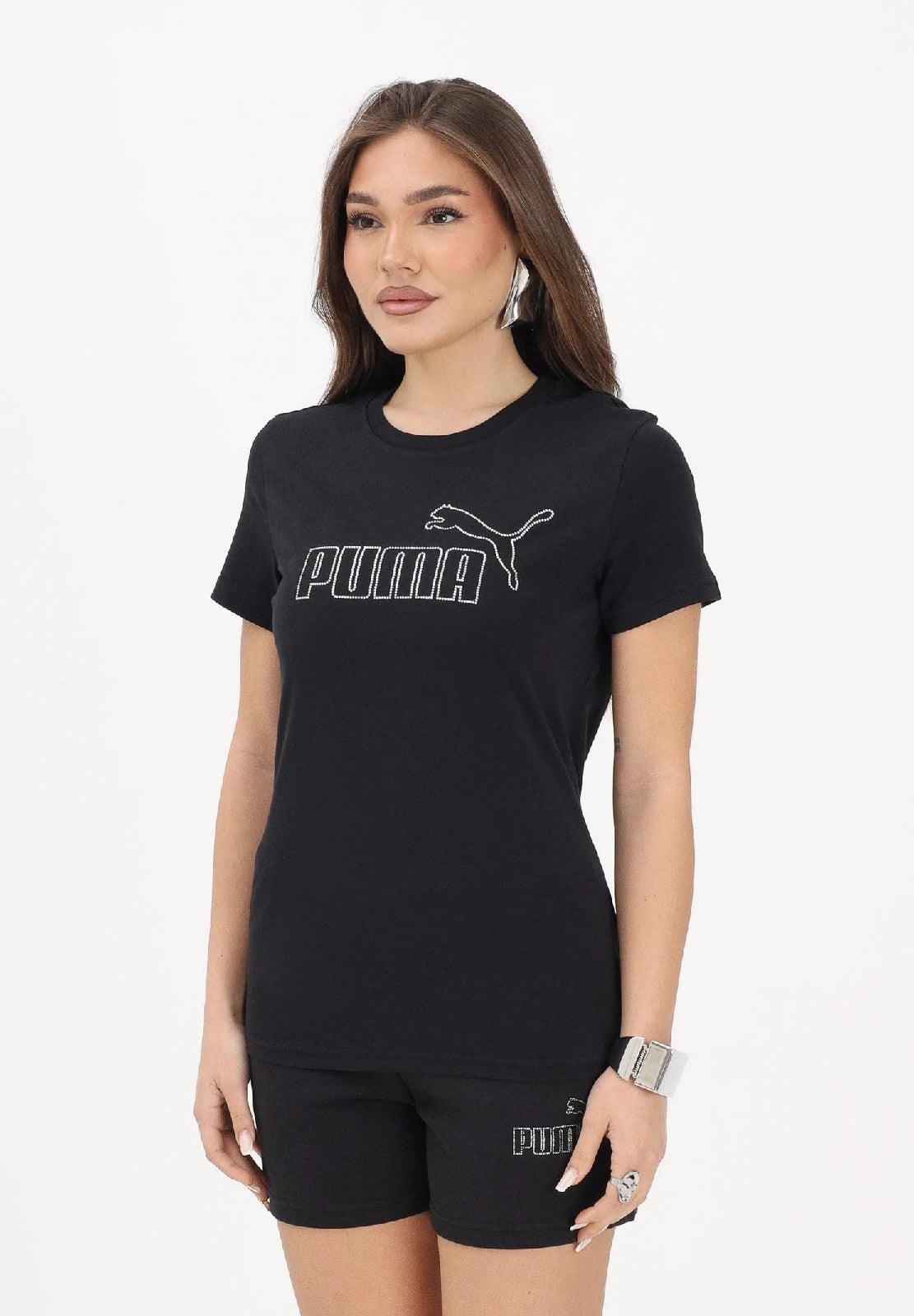 Puma T-SHIRT DONNA NERA CON BRILLANTINI Black