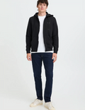 Felpa blend nera con zip e cappuccio
