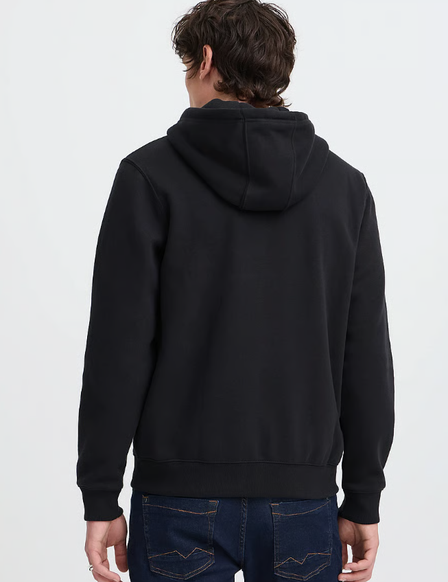 Felpa blend nera con zip e cappuccio