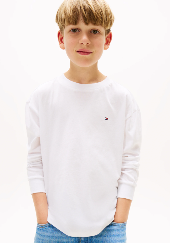 ESSENTIAL FLAG EMBROIDERY LONG SLEEVE T-SHIRT - Maglietta a manica lunga - white