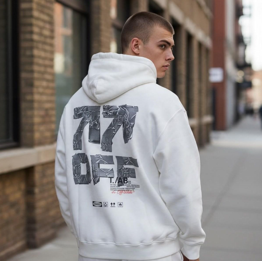 Felpa OFF-WHITE con cappuccio bianco